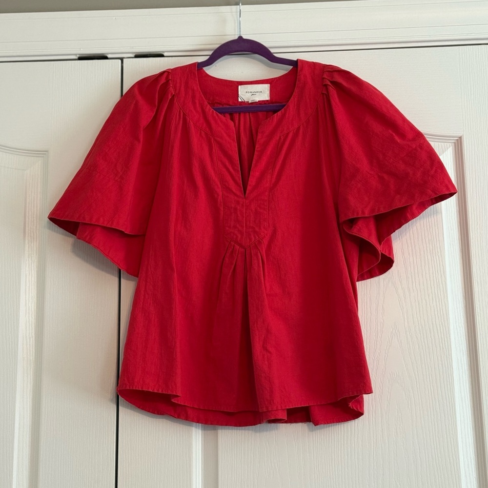 Pomander Place - Tuckernuck Finley Flutter Sleeve Top - Red - Picture 2 of 8